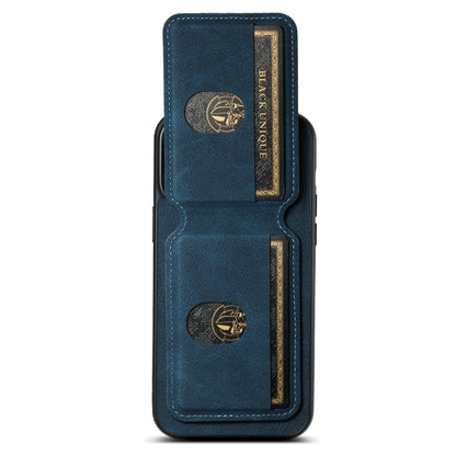 For iPhone 15 Pro Max Suteni H02 Litchi Leather Card Wallet Stand Back Phone Case(Blue) - iPhone 15 Pro Max Cases by Suteni | Online Shopping South Africa | PMC Jewellery | Buy Now Pay Later Mobicred