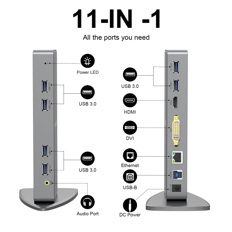 WAVLINK WL-UG39DK7 USB3.0 Hub Adapter Multi-Screen Graphics Card Universal Docking Station, Plug:EU Plug - USB HUB by WAVLINK | Online Shopping South Africa | PMC Jewellery | Buy Now Pay Later Mobicred