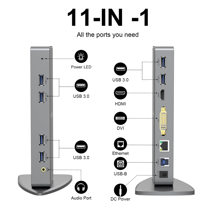 WAVLINK WL-UG39DK7 USB3.0 Hub Adapter Multi-Screen Graphics Card Universal Docking Station, Plug:UK Plug - free shipping - PMC Jewellery - Order now!