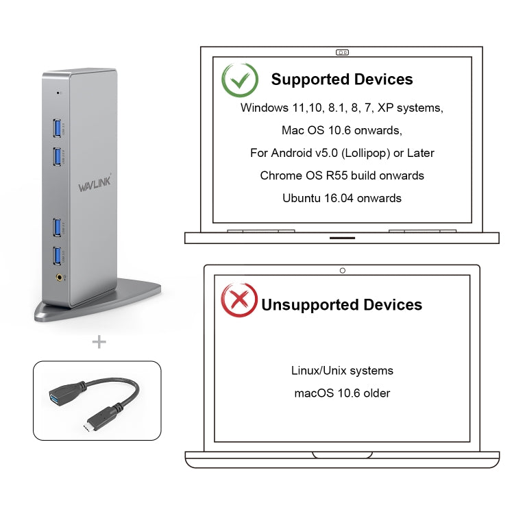 WAVLINK WL-UG39DK7 USB3.0 Hub Adapter Multi-Screen Graphics Card Universal Docking Station, Plug:AU Plug - USB HUB by WAVLINK | Online Shopping South Africa | PMC Jewellery | Buy Now Pay Later Mobicred