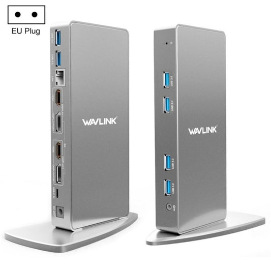 WAVLINK WL-UG69DK7 Laptops Type-C Universal Desktop Docking Station Aluminum Alloy HUB Adapter(EU Plug) - USB HUB by WAVLINK | Online Shopping South Africa | PMC Jewellery | Buy Now Pay Later Mobicred