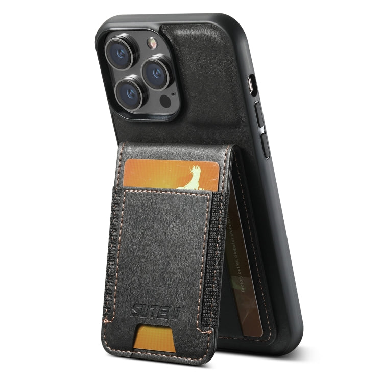 For iPhone 15 Pro Max Suteni H03 Oil Wax Leather Wallet Stand Back Phone Case(Black) - iPhone 15 Pro Max Cases by Suteni | Online Shopping South Africa | PMC Jewellery | Buy Now Pay Later Mobicred