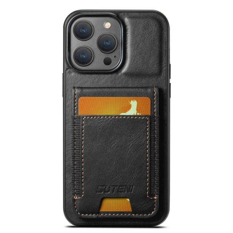 For iPhone 15 Pro Max Suteni H03 Oil Wax Leather Wallet Stand Back Phone Case(Black) - iPhone 15 Pro Max Cases by Suteni | Online Shopping South Africa | PMC Jewellery | Buy Now Pay Later Mobicred