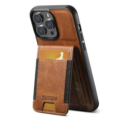 For iPhone 16 Pro Suteni H03 Oil Wax Leather Wallet Stand Back Phone Case(Brown) - iPhone 16 Pro Cases by Suteni | Online Shopping South Africa | PMC Jewellery | Buy Now Pay Later Mobicred