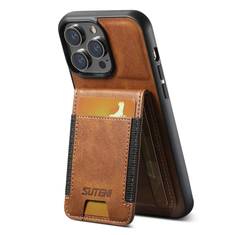 For iPhone 16 Pro Max Suteni H03 Oil Wax Leather Wallet Stand Back Phone Case(Brown) - iPhone 16 Pro Max Cases by Suteni | Online Shopping South Africa | PMC Jewellery | Buy Now Pay Later Mobicred