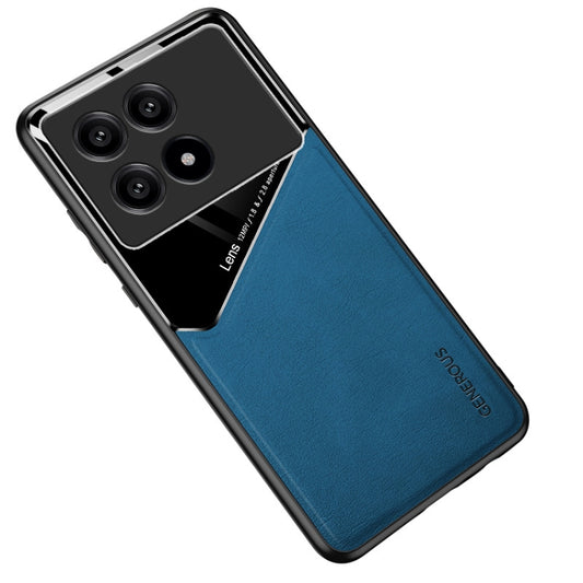 For Xiaomi Redmi K70 All-inclusive Leather Organic Glass Phone Case with Metal Iron Sheet(Blue) - K70 Cases by PMC Jewellery | Online Shopping South Africa | PMC Jewellery | Buy Now Pay Later Mobicred