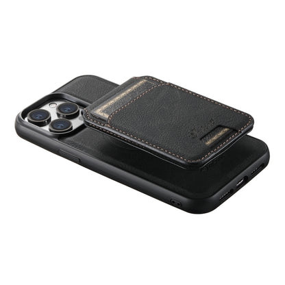 For iPhone 15 Plus Suteni H17 Litchi Texture Leather MagSafe Detachable Wallet Phone Case(Black) - iPhone 15 Plus Cases by Suteni | Online Shopping South Africa | PMC Jewellery | Buy Now Pay Later Mobicred