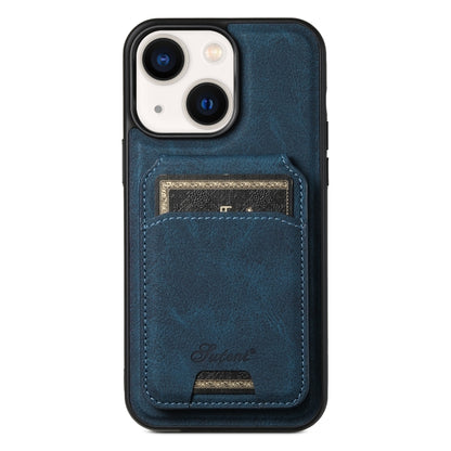 For iPhone 14 Plus Suteni H17 Litchi Texture Leather MagSafe Detachable Wallet Phone Case(Blue) - iPhone 14 Plus Cases by Suteni | Online Shopping South Africa | PMC Jewellery | Buy Now Pay Later Mobicred