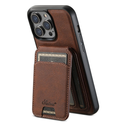 For iPhone 14 Pro Max Suteni H17 Litchi Texture Leather MagSafe Detachable Wallet Phone Case(Brown) - iPhone 14 Pro Max Cases by Suteni | Online Shopping South Africa | PMC Jewellery | Buy Now Pay Later Mobicred