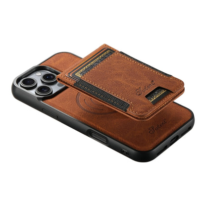 For iPhone 16 Pro Max Suteni H17 Litchi Texture Leather MagSafe Detachable Wallet Phone Case(Khaki) - iPhone 16 Pro Max Cases by Suteni | Online Shopping South Africa | PMC Jewellery | Buy Now Pay Later Mobicred