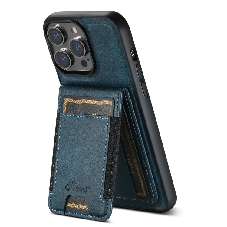 For iPhone 15 Pro Max Suteni H17 Oil Eax Leather MagSafe Detachable Wallet Phone Case(Blue) - iPhone 15 Pro Max Cases by Suteni | Online Shopping South Africa | PMC Jewellery | Buy Now Pay Later Mobicred