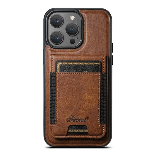 For iPhone 12 Pro Suteni H17 Oil Eax Leather MagSafe Detachable Wallet Phone Case(Brown) - iPhone 12 / 12 Pro Cases by Suteni | Online Shopping South Africa | PMC Jewellery | Buy Now Pay Later Mobicred