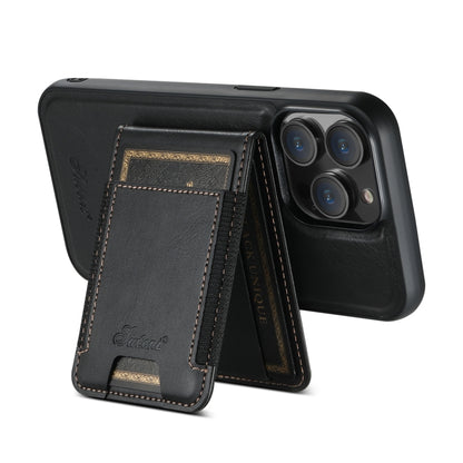 For iPhone 14 Plus Suteni H17 Oil Eax Leather MagSafe Detachable Wallet Phone Case(Black) - iPhone 14 Plus Cases by Suteni | Online Shopping South Africa | PMC Jewellery | Buy Now Pay Later Mobicred