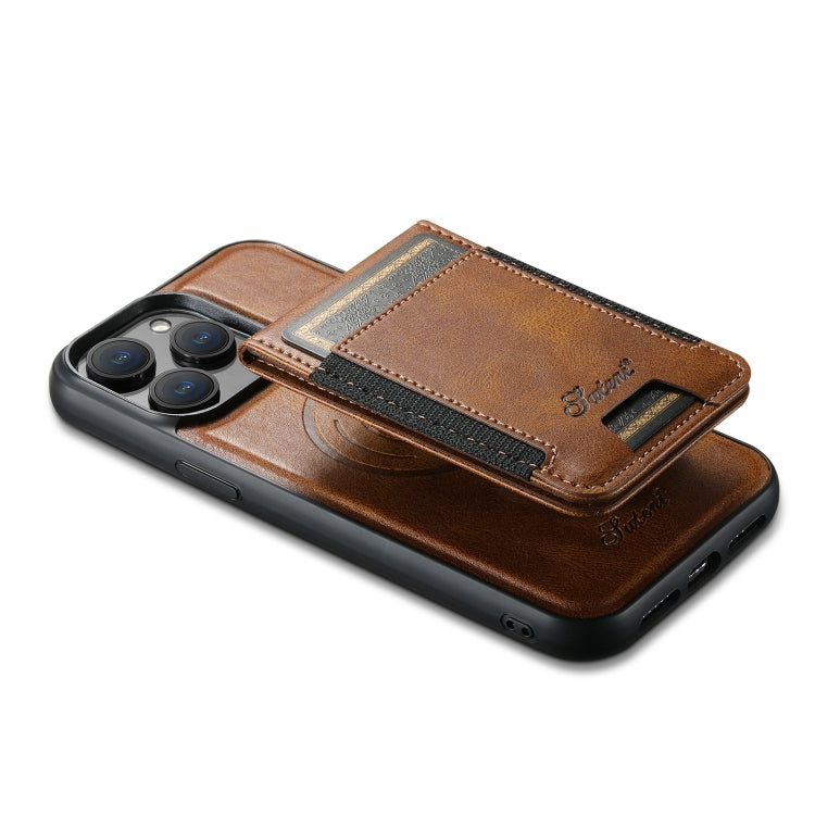 For iPhone 14 Pro Max Suteni H17 Oil Eax Leather MagSafe Detachable Wallet Phone Case(Brown) - iPhone 14 Pro Max Cases by Suteni | Online Shopping South Africa | PMC Jewellery | Buy Now Pay Later Mobicred