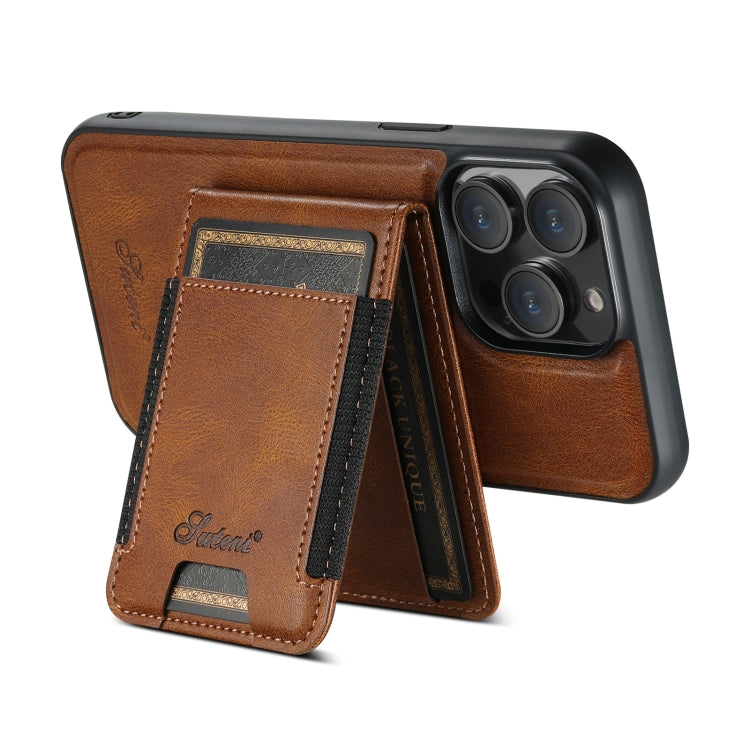 For iPhone 13 Pro Max Suteni H17 Oil Eax Leather MagSafe Detachable Wallet Phone Case(Brown) - iPhone 13 Pro Max Cases by Suteni | Online Shopping South Africa | PMC Jewellery | Buy Now Pay Later Mobicred