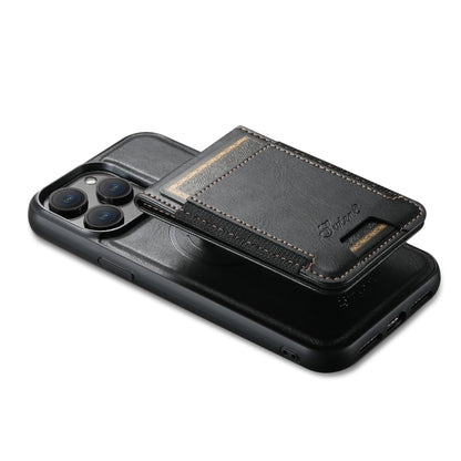 For iPhone 12  Suteni H17 Oil Eax Leather MagSafe Detachable Wallet Phone Case(Black) - iPhone 12 / 12 Pro Cases by Suteni | Online Shopping South Africa | PMC Jewellery | Buy Now Pay Later Mobicred