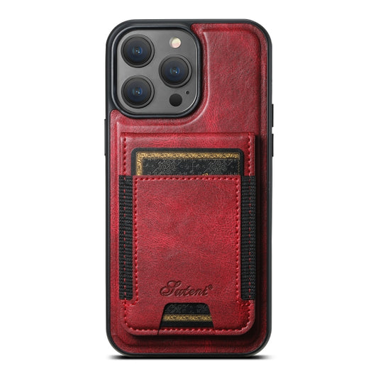 For iPhone 13 Pro Suteni H17 Oil Eax Leather MagSafe Detachable Wallet Phone Case(Red) - iPhone 13 Pro Cases by Suteni | Online Shopping South Africa | PMC Jewellery | Buy Now Pay Later Mobicred