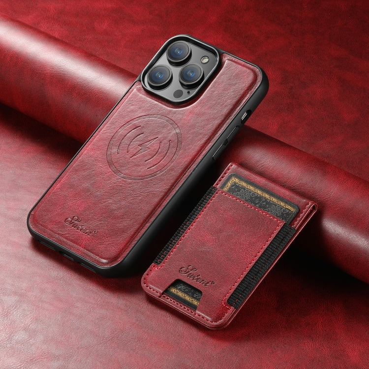 For iPhone 12 Pro Max Suteni H17 Oil Eax Leather MagSafe Detachable Wallet Phone Case(Red) - iPhone 12 Pro Max Cases by Suteni | Online Shopping South Africa | PMC Jewellery | Buy Now Pay Later Mobicred