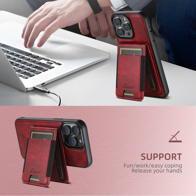 For iPhone 16 Plus Suteni H17 Oil Eax Leather MagSafe Detachable Wallet Phone Case(Red) - iPhone 16 Plus Cases by Suteni | Online Shopping South Africa | PMC Jewellery | Buy Now Pay Later Mobicred