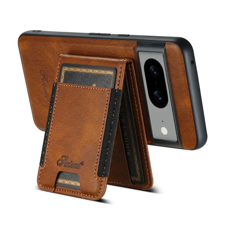 For Google Pixel 8 Pro Suteni H17 Oil Eax Leather Detachable Wallet Phone Case(Brown) - Google Cases by Suteni | Online Shopping South Africa | PMC Jewellery | Buy Now Pay Later Mobicred