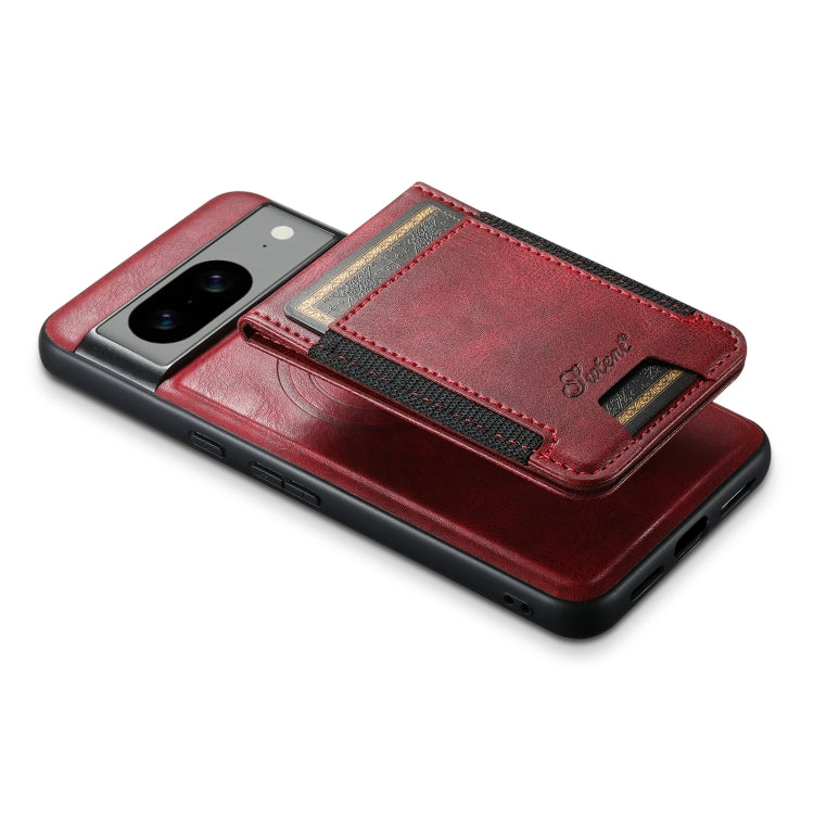 For Google Pixel 8 Suteni H17 Oil Eax Leather Detachable Wallet Phone Case(Red) - Google Cases by Suteni | Online Shopping South Africa | PMC Jewellery | Buy Now Pay Later Mobicred