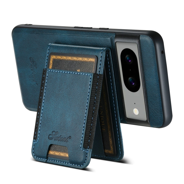 For Google Pixel 6a Suteni H17 Oil Eax Leather Detachable Wallet Phone Case(Blue) - Google Cases by Suteni | Online Shopping South Africa | PMC Jewellery | Buy Now Pay Later Mobicred