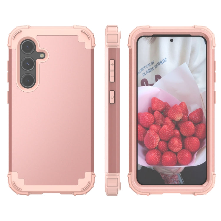 For Samsung Galaxy S24+ 5G 3 in 1 Silicone Hybrid PC Shockproof Phone Case(Rose Gold) - Galaxy S24+ 5G Cases by PMC Jewellery | Online Shopping South Africa | PMC Jewellery