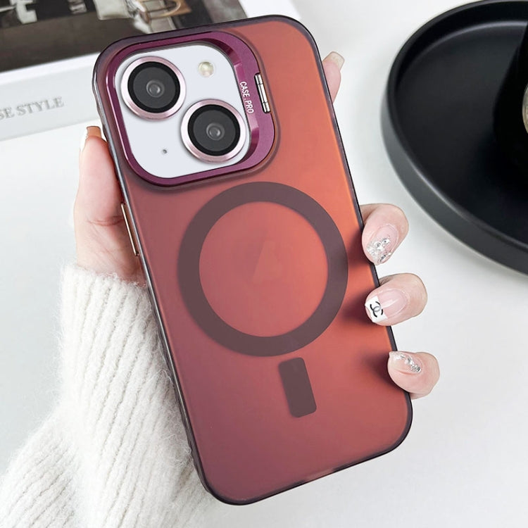 For iPhone 15 Plus MagSafe Lens Holder PC Hybrid TPU Phone Case(Red) - iPhone 15 Plus Cases by PMC TechLife | Online Shopping South Africa | PMC TechLife