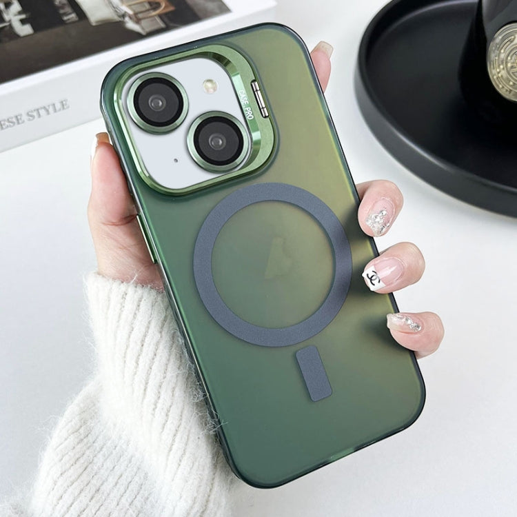 For iPhone 15 MagSafe Lens Holder PC Hybrid TPU Phone Case(Green) - iPhone 15 Cases by PMC Jewellery | Online Shopping South Africa | PMC Jewellery