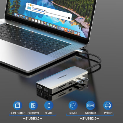 WAVLINK WL-UMD301 12 in 1 Multi-port Adapter 2*HDMI+1*VGA Triple Display USB-C Hub Dock - USB HUB by WAVLINK | Online Shopping South Africa | PMC Jewellery | Buy Now Pay Later Mobicred