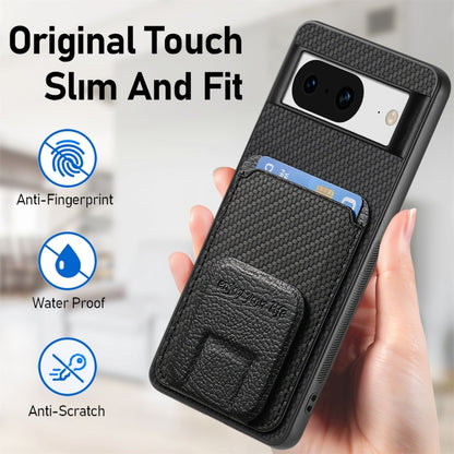 For Google Pixel 7 Carbon Fiber Card Bag Fold Stand Phone Case(Black) - Google Cases by PMC Jewellery | Online Shopping South Africa | PMC Jewellery