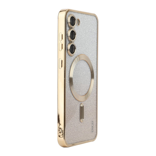 For Samsung Galaxy S24 5G ENKAY Hat-Prince Magnetic Glitter Plated TPU Phone Case with Lens Film(Golden) - Galaxy S24 5G Cases by ENKAY | Online Shopping South Africa | PMC Jewellery | Buy Now Pay Later Mobicred