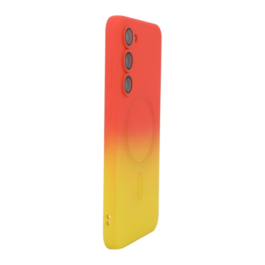 For Samsung Galaxy S25+ 5G ENKAY Hat-Prince MagSafe Rainbow Gradient Silicone Phone Case with Lens Film(Orange Yellow) - Galaxy S25+ 5G Cases by ENKAY | Online Shopping South Africa | PMC Jewellery | Buy Now Pay Later Mobicred