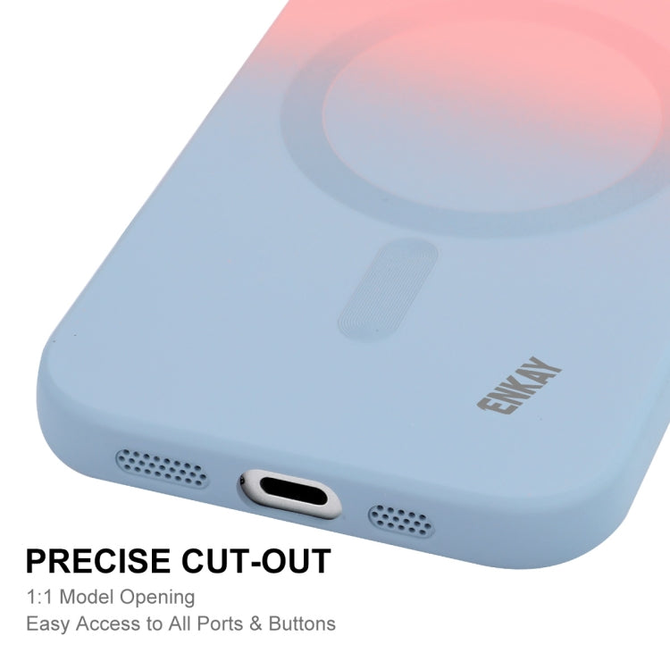 For iPhone 16 ENKAY Hat-Prince MagSafe Rainbow Gradient Silicone Phone Case with Lens Film(Dark Blue) - iPhone 16 Cases by ENKAY | Online Shopping South Africa | PMC Jewellery | Buy Now Pay Later Mobicred