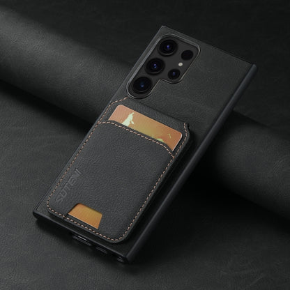 For Samsung Galaxy S24 Ultra 5G Suteni H02 Litchi Leather Card Wallet Stand Back Phone Case(Black) - Galaxy S24 Ultra 5G Cases by Suteni | Online Shopping South Africa | PMC Jewellery | Buy Now Pay Later Mobicred