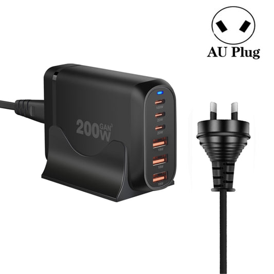 GaN PD100W Type-C x 3 + USB x 3 Multi Port Laptop Adapter, Plug Size:AU Plug - Universal Power Adapter by PMC Jewellery | Online Shopping South Africa | PMC Jewellery | Buy Now Pay Later Mobicred