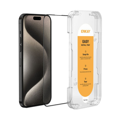 For iPhone 15 Pro Max ENKAY Easy Install High Alumina Silicon Full Glass Film - iPhone 15 Pro Max Tempered Glass by ENKAY | Online Shopping South Africa | PMC Jewellery | Buy Now Pay Later Mobicred