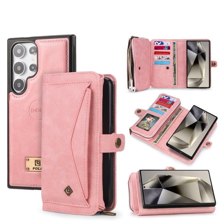 For Samsung Galaxy S24 5G Multi-functional Zipper Wallet Leather Phone Case(Pink) - Galaxy S24 5G Cases by PMC Jewellery | Online Shopping South Africa | PMC Jewellery | Buy Now Pay Later Mobicred