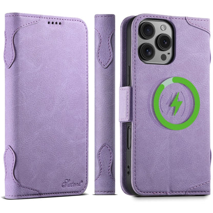 For iPhone 16 Pro SUTENI J07 Multifunctional Horizontal Flip Magsafe Leather Phone Case(Purple) - iPhone 16 Pro Cases by Suteni | Online Shopping South Africa | PMC Jewellery | Buy Now Pay Later Mobicred