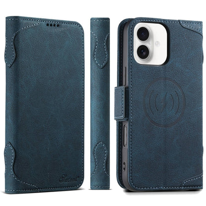 For iPhone 16 Plus SUTENI J07 Multifunctional Horizontal Flip Magsafe Leather Phone Case(Blue) - iPhone 16 Plus Cases by Suteni | Online Shopping South Africa | PMC Jewellery | Buy Now Pay Later Mobicred