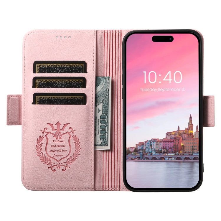 For iPhone 16 Plus SUTENI J07 Multifunctional Horizontal Flip Magsafe Leather Phone Case(Pink) - iPhone 16 Plus Cases by Suteni | Online Shopping South Africa | PMC Jewellery | Buy Now Pay Later Mobicred