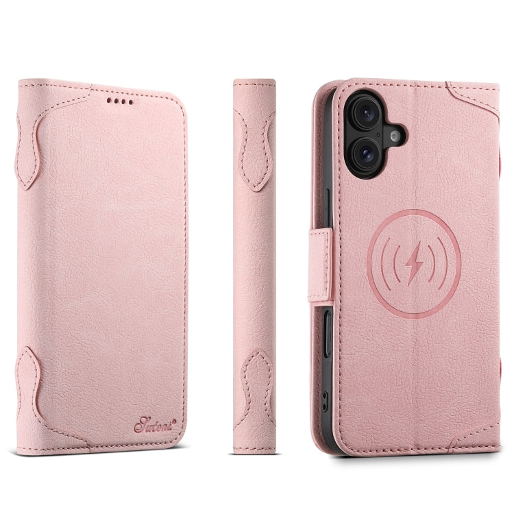 For iPhone 16 Plus SUTENI J07 Multifunctional Horizontal Flip Magsafe Leather Phone Case(Pink) - iPhone 16 Plus Cases by Suteni | Online Shopping South Africa | PMC Jewellery | Buy Now Pay Later Mobicred