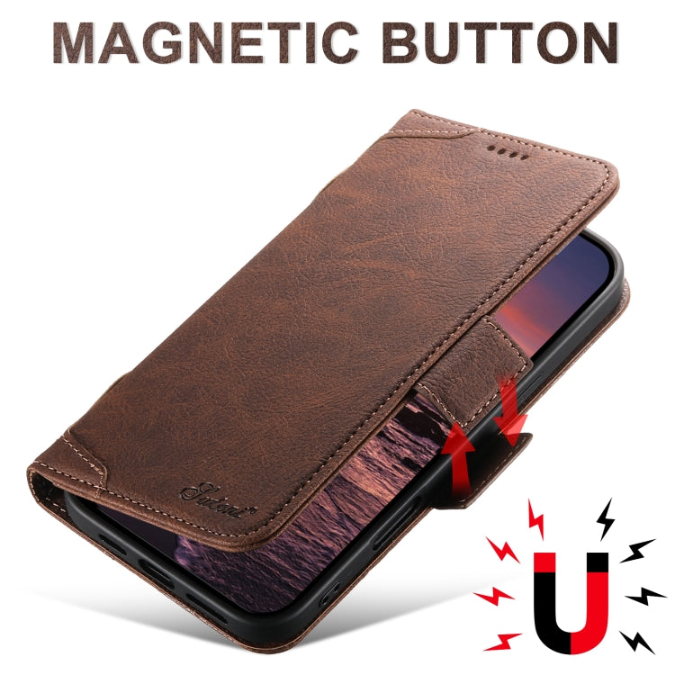 For iPhone 16 Pro Max SUTENI J07 Multifunctional Horizontal Flip Magsafe Leather Phone Case(Brown) - iPhone 16 Pro Max Cases by Suteni | Online Shopping South Africa | PMC Jewellery | Buy Now Pay Later Mobicred