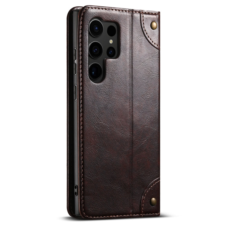 For Samsug Galaxy S24 Ultra 5G Suteni Baroque Calf Texture Buckle Wallet Leather Phone Case(Brown) - Galaxy S24 Ultra 5G Cases by Suteni | Online Shopping South Africa | PMC Jewellery | Buy Now Pay Later Mobicred