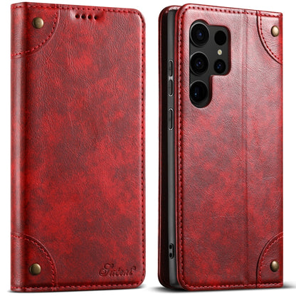 For Samsug Galaxy S24 Ultra 5G Suteni Baroque Calf Texture Buckle Wallet Leather Phone Case(Red) - Galaxy S24 Ultra 5G Cases by Suteni | Online Shopping South Africa | PMC Jewellery | Buy Now Pay Later Mobicred