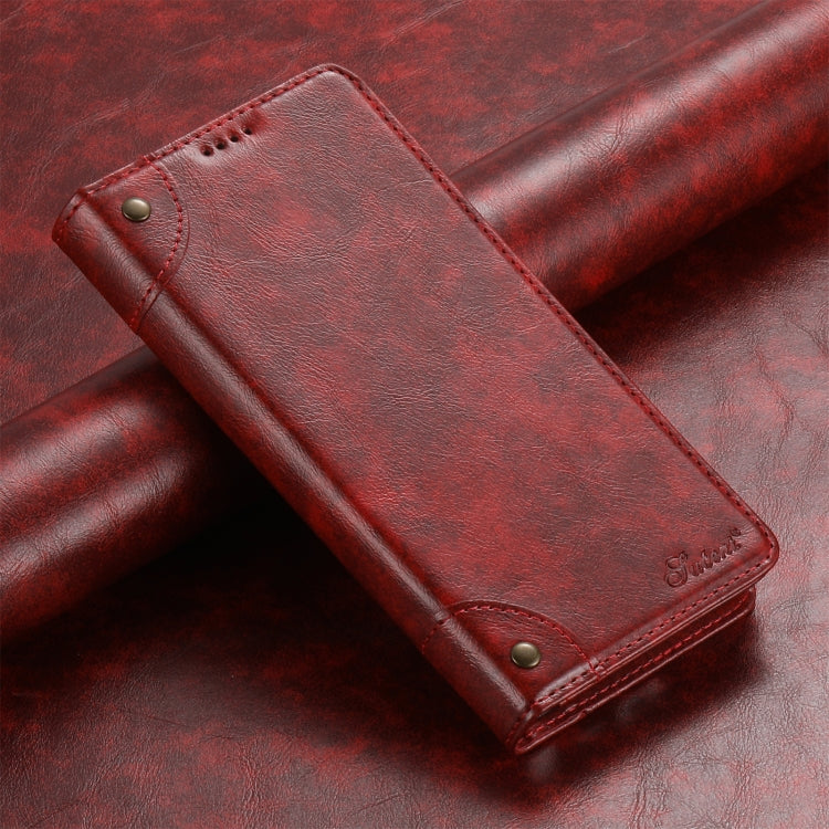 For Samsung Galaxy S24+ 5G Suteni Baroque Calf Texture Buckle Wallet Leather Phone Case(Red) - Galaxy S24+ 5G Cases by Suteni | Online Shopping South Africa | PMC Jewellery | Buy Now Pay Later Mobicred