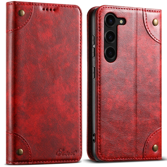 For Samsung Galaxy S24 5G Suteni Baroque Calf Texture Buckle Wallet Leather Phone Case(Red) - Galaxy S24 5G Cases by Suteni | Online Shopping South Africa | PMC Jewellery | Buy Now Pay Later Mobicred