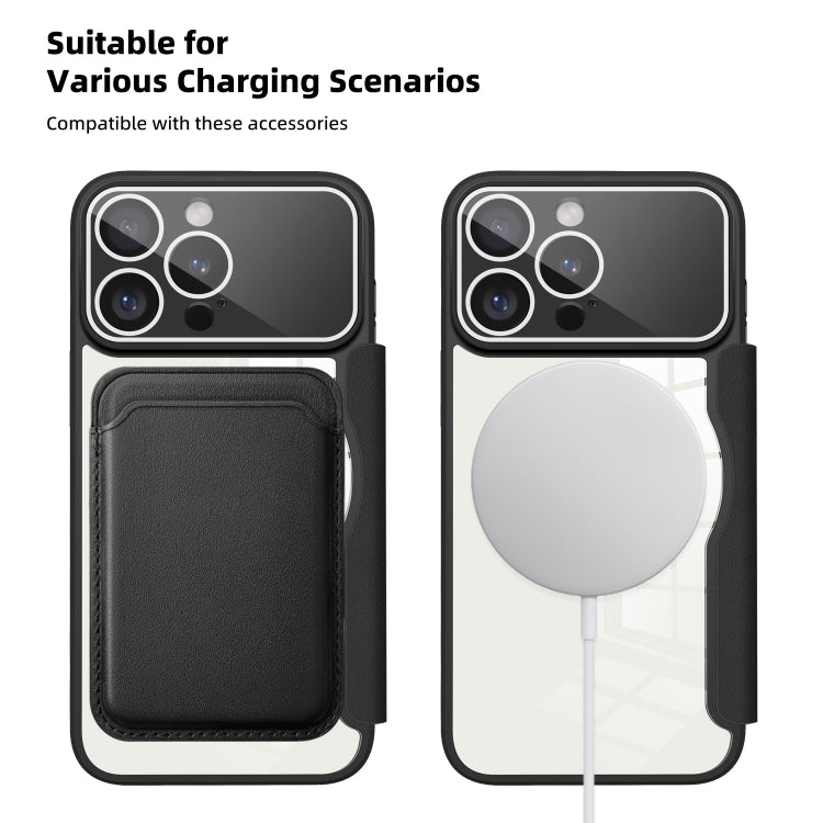 For iPhone 15 Colored Shield MagSafe Magnetic RFID Anti-theft Leather Phone Case(Black) - iPhone 15 Cases by PMC TechLife | Online Shopping South Africa | PMC TechLife