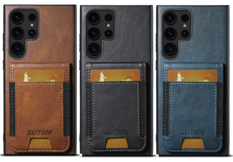 For Samsung Galaxy S24 Ultra 5G Suteni H03 Oil Wax Leather Wallet Stand Back Phone Case(Blue) - Galaxy S24 Ultra 5G Cases by Suteni | Online Shopping South Africa | PMC Jewellery | Buy Now Pay Later Mobicred