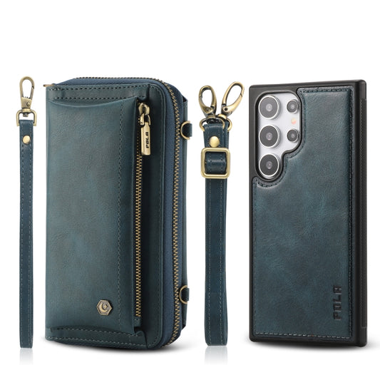 For Samsung Galaxy S24 Ultra 5G Crossbody Multi-functional Zipper Wallet Leather Phone Case(Green) - Galaxy S24 Ultra 5G Cases by PMC Jewellery | Online Shopping South Africa | PMC Jewellery | Buy Now Pay Later Mobicred